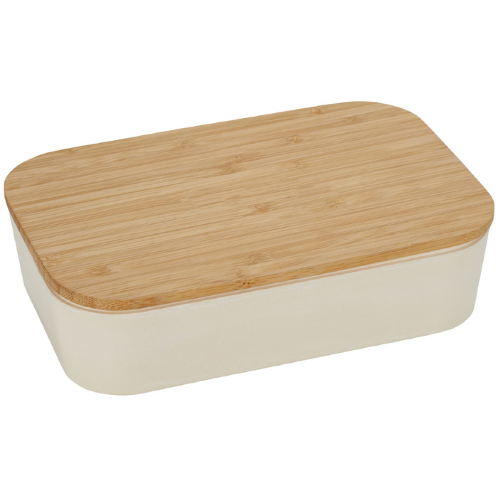 Angle-Right and Blank view of the Bamboo Fiber Lunch Box with Cutting Board Lid