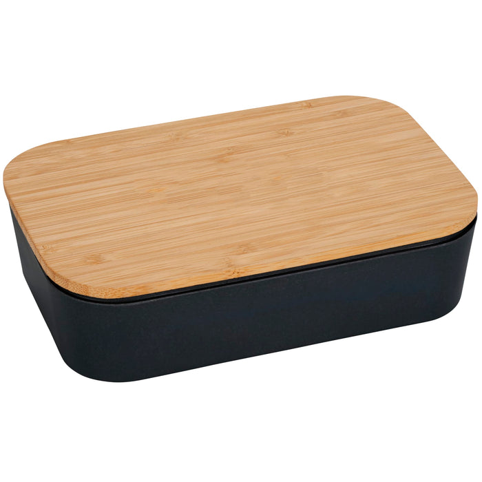 Angle-Right and Blank view of the Bamboo Fiber Lunch Box with Cutting Board Lid