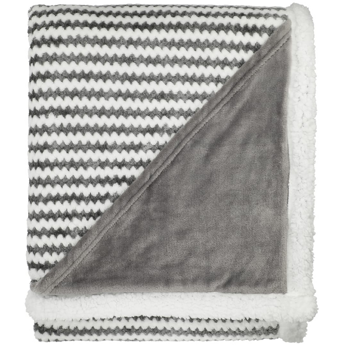 Front and Blank view of the Field & Co. ® Chevron Striped Sherpa Blanket