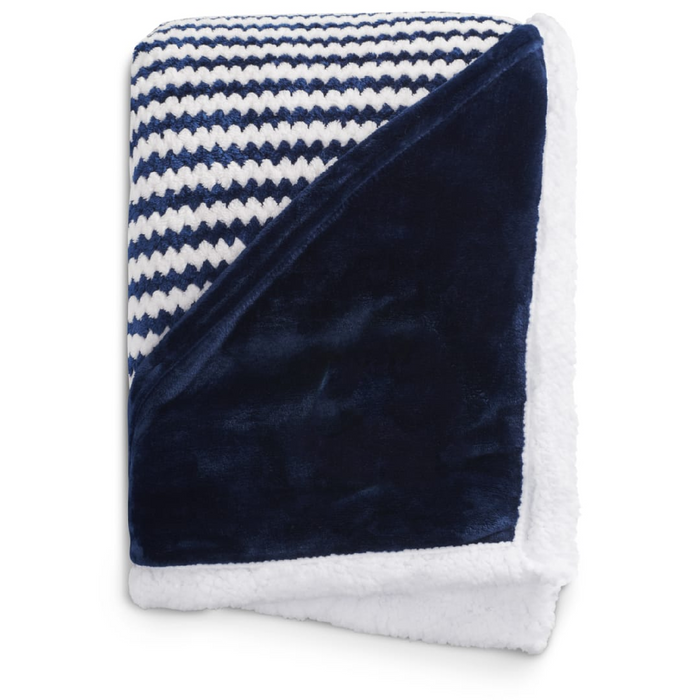 Front and Blank view of the Field & Co. ® Chevron Striped Sherpa Blanket