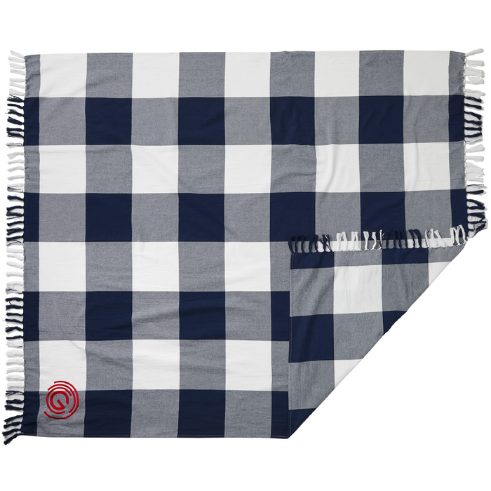 Front and Blank view of the Field & Co. 100% Organic Cotton Check Throw Blanket
