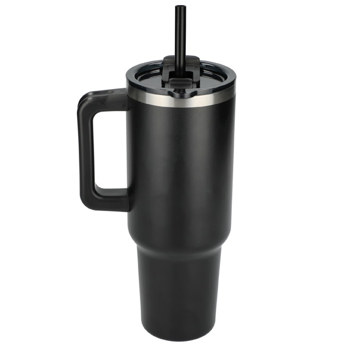 Back and Blank view of the Pinnacle Recycled Travel Tumbler with Straw 40oz