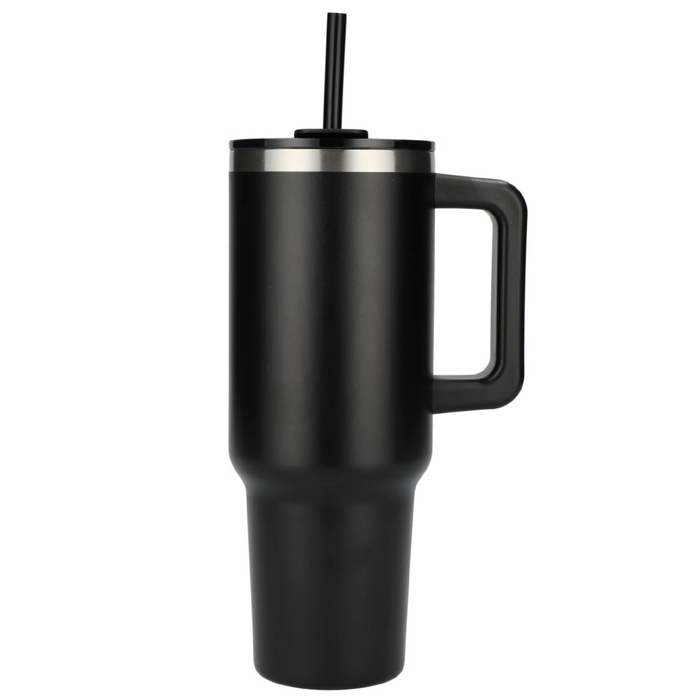Front and Blank view of the Pinnacle Recycled Travel Tumbler with Straw 40oz