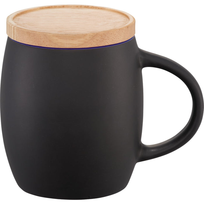 Front and Blank view of the Hearth Ceramic Mug with Wood Lid/Coaster 15oz