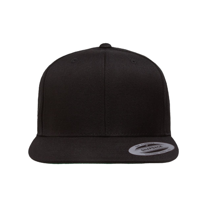 Front view of the Premium Flat Bill Snapback Cap -