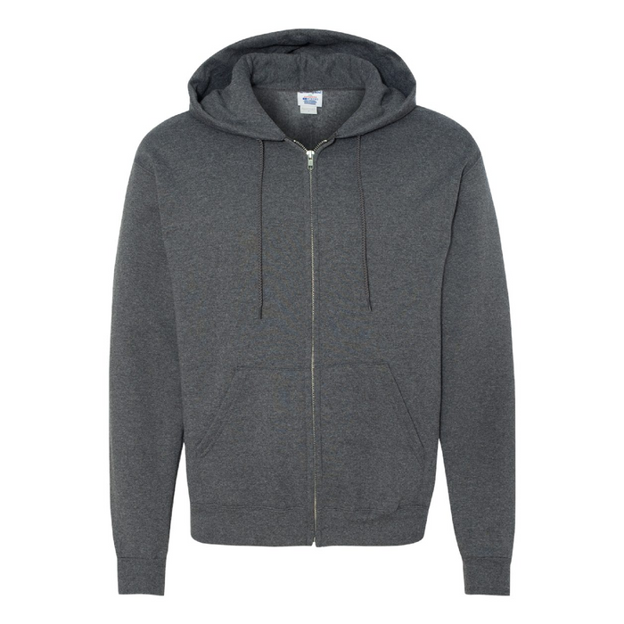 Front view of the Champion Powerblend® Full-Zip Hooded Sweatshirt -