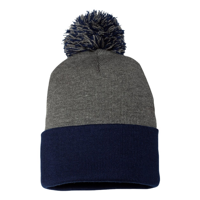 Rear view of the 12" Pom-Pom Cuffed Beanie -