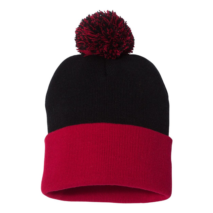Rear view of the 12" Pom-Pom Cuffed Beanie -