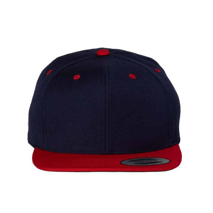 Front view of the Premium Flat Bill Snapback Cap -