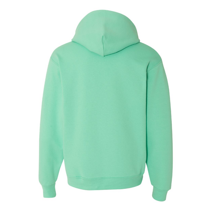 Rear view of the JERZEES NuBlend® Hooded Sweatshirt -