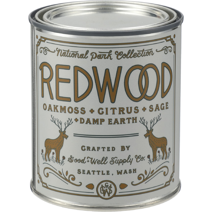 Front view of the Redwood National Park 14 oz Candle