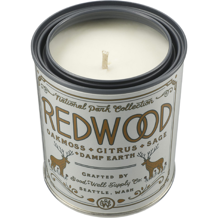 Front view of the Redwood National Park 14 oz Candle