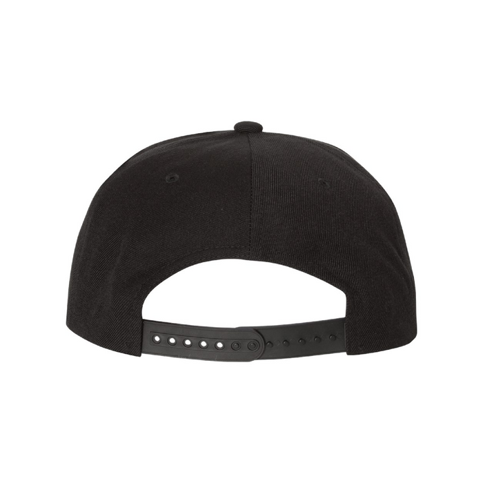 Rear view of the Premium Flat Bill Snapback Cap -