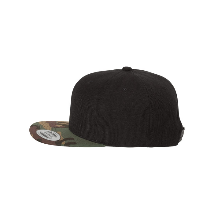 Left view of the Premium Flat Bill Snapback Cap -