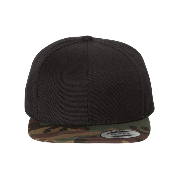 Front view of the Premium Flat Bill Snapback Cap -