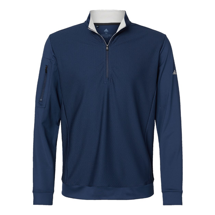 Front view of the Adidas Performance Textured Quarter-Zip Pullover -