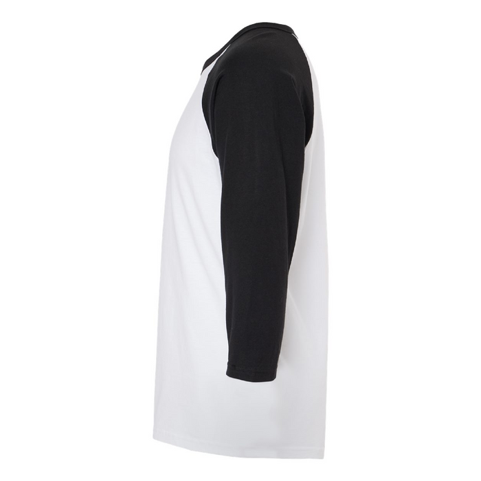 Left view of the Raglan Three-Quarter Sleeve Baseball T-Shirt -