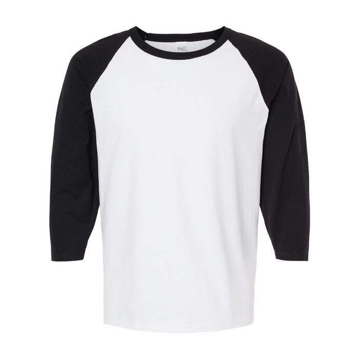 Front view of the Raglan Three-Quarter Sleeve Baseball T-Shirt -