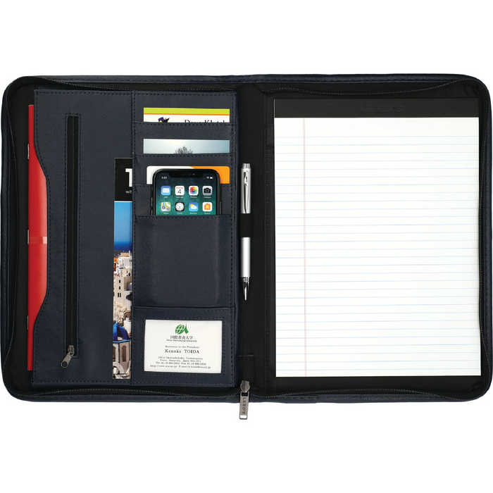 Front view of the Zippered Padfolio