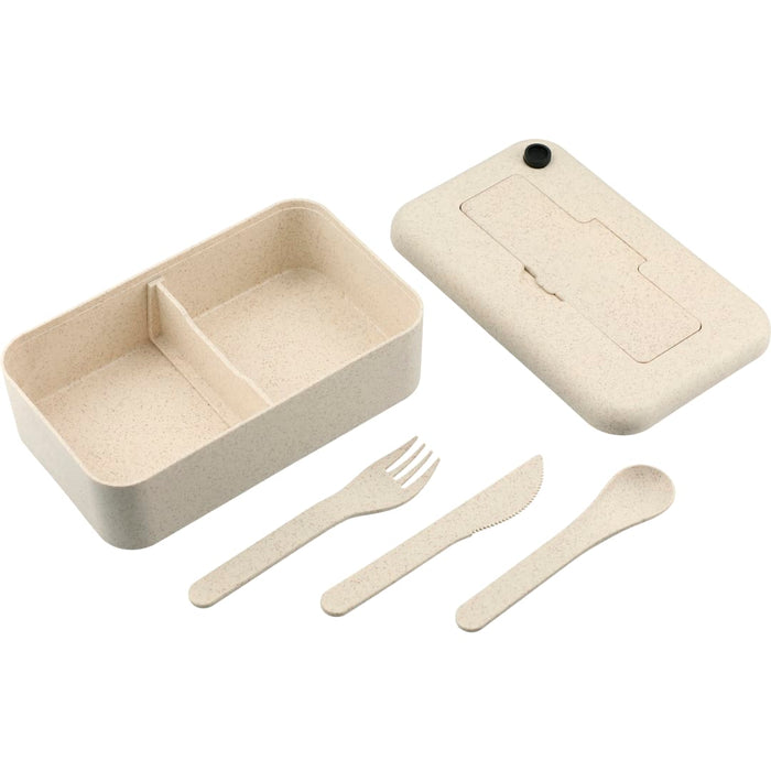 Angle-Right and Blank view of the Bamboo Fiber Lunch Box with Utensil Pocket