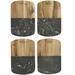 Front view of the Black Marble Cheese Board Set with Knives