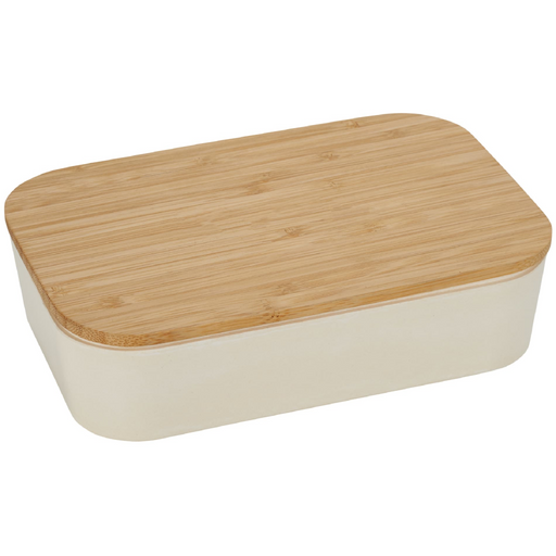 Angle-Right and Blank view of the Bamboo Fiber Lunch Box with Cutting Board Lid