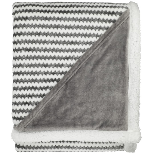Front and Blank view of the Field & Co. ® Chevron Striped Sherpa Blanket