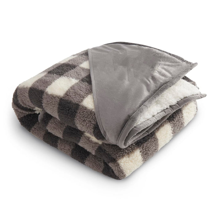 Angle-Right and Blank view of the Field & Co.® Double Sided Plaid Sherpa Blanket