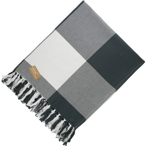 Front and Blank view of the Field & Co. 100% Organic Cotton Check Throw Blanke