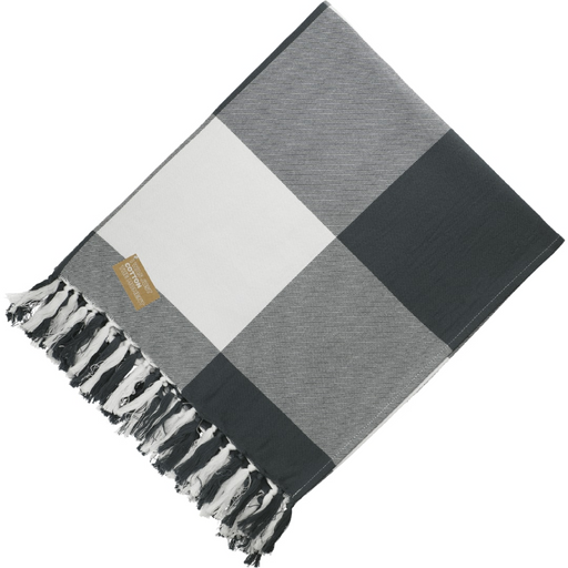 Front and Blank view of the Field & Co. 100% Organic Cotton Check Throw Blanket