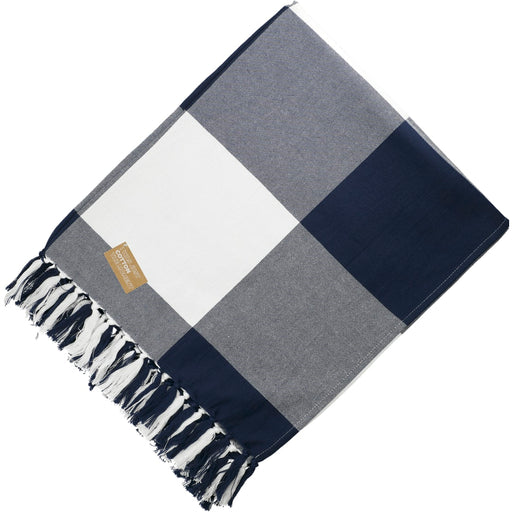 Front and Blank view of the Field & Co. 100% Organic Cotton Check Throw Blanke