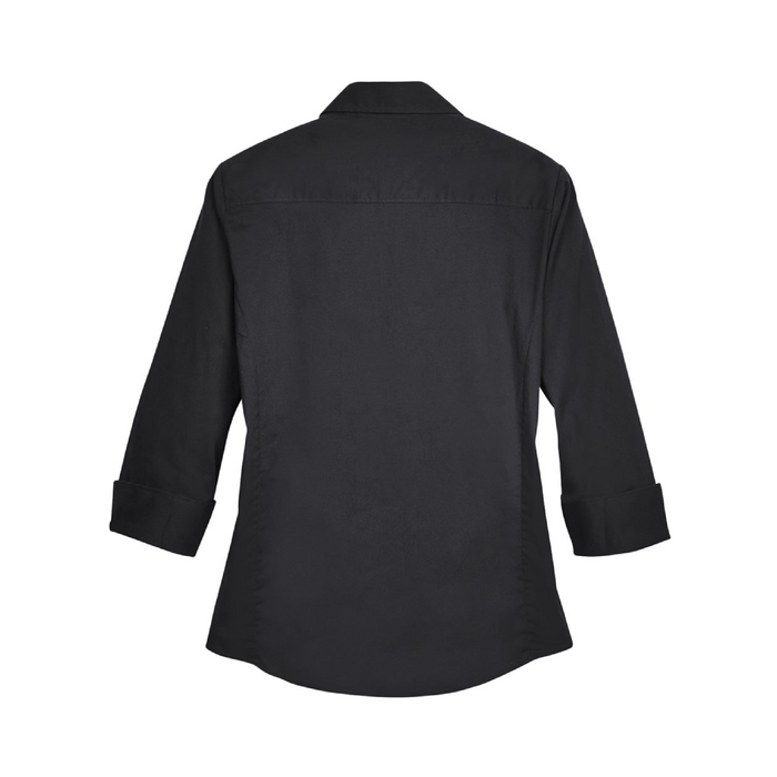 Rear view of the Women's Perfect Fit™ Three-Quarter Sleeve Stretch Poplin Dress Shirt - 