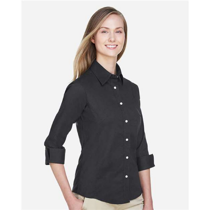 Women's Perfect Fit™ Three-Quarter Sleeve Stretch Poplin Dress Shirt - 