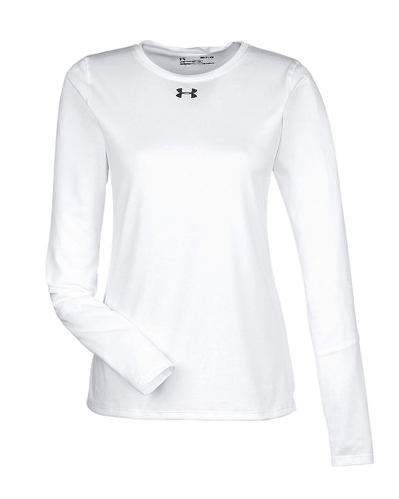 Front and Blank view of the Under Armour Ladies' Long-Sleeve Locker T-Shirt 2.0