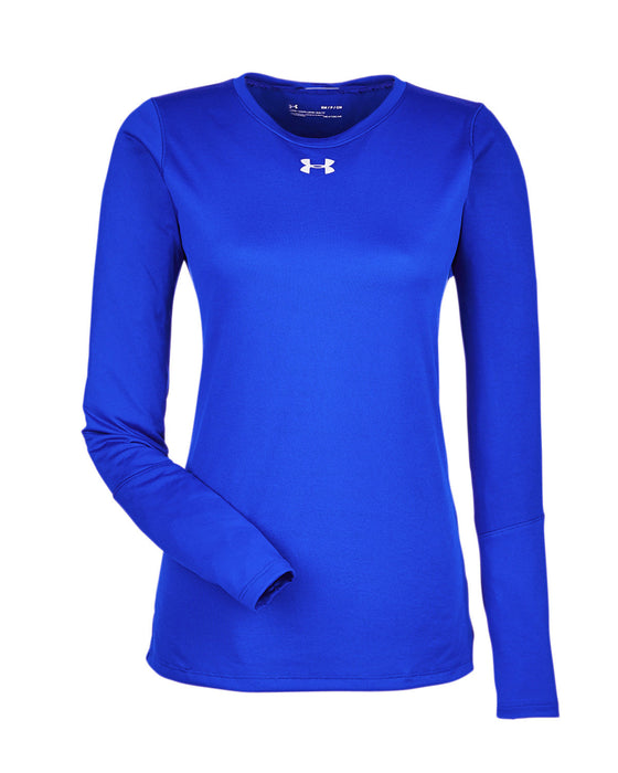 Front and Blank view of the Under Armour Ladies' Long-Sleeve Locker T-Shirt 2.0