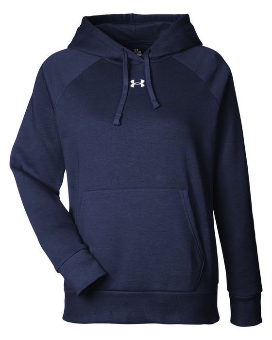 Front and Blank view of the Under Armour Ladies' Rival Fleece Hooded Sweatshirt