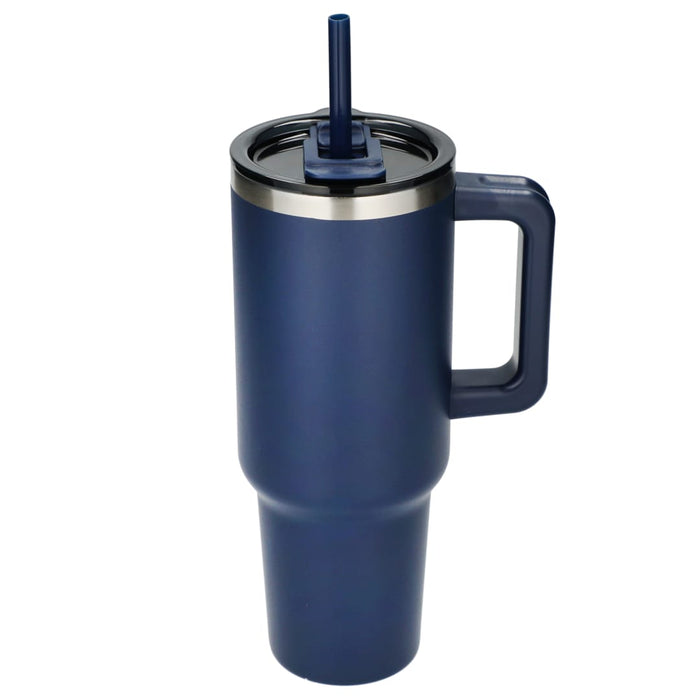 Front and Blank view of the Pinnacle Recycled Travel Tumbler with Straw 40oz