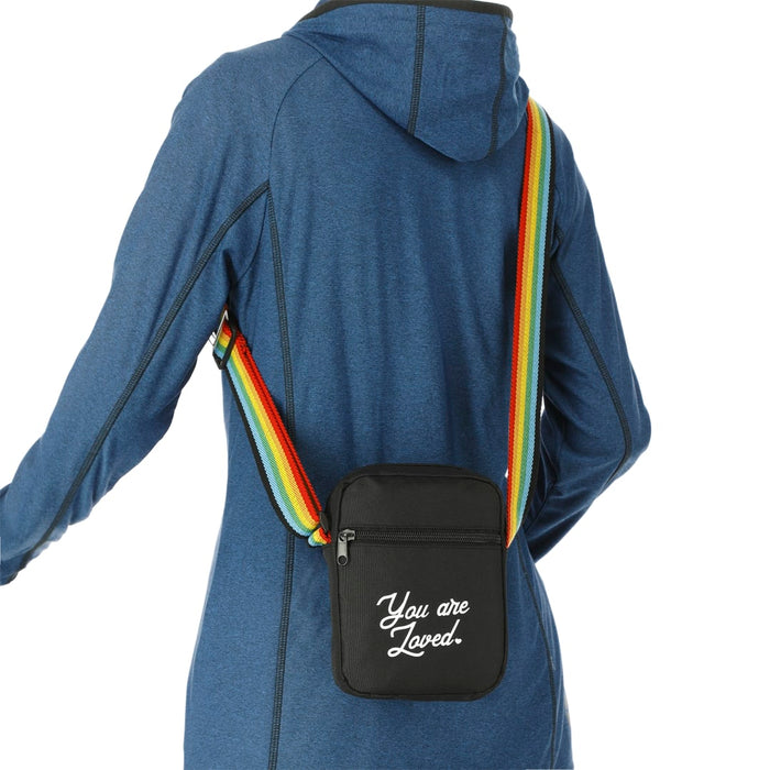 Angle-Right view of the Rainbow RPET Crossbody Tote