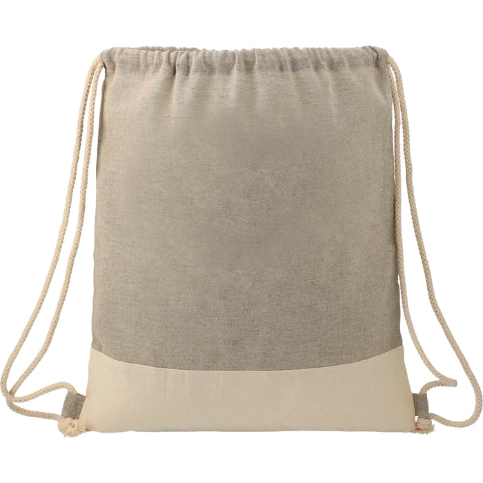 Front and Blank view of the Split Recycled Cotton Drawstring Bag