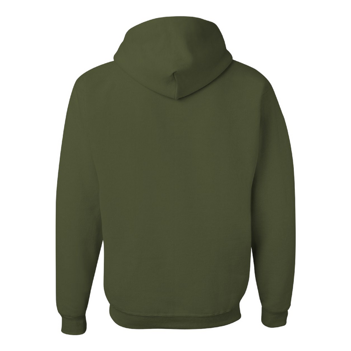 Rear view of the JERZEES NuBlend® Hooded Sweatshirt - 