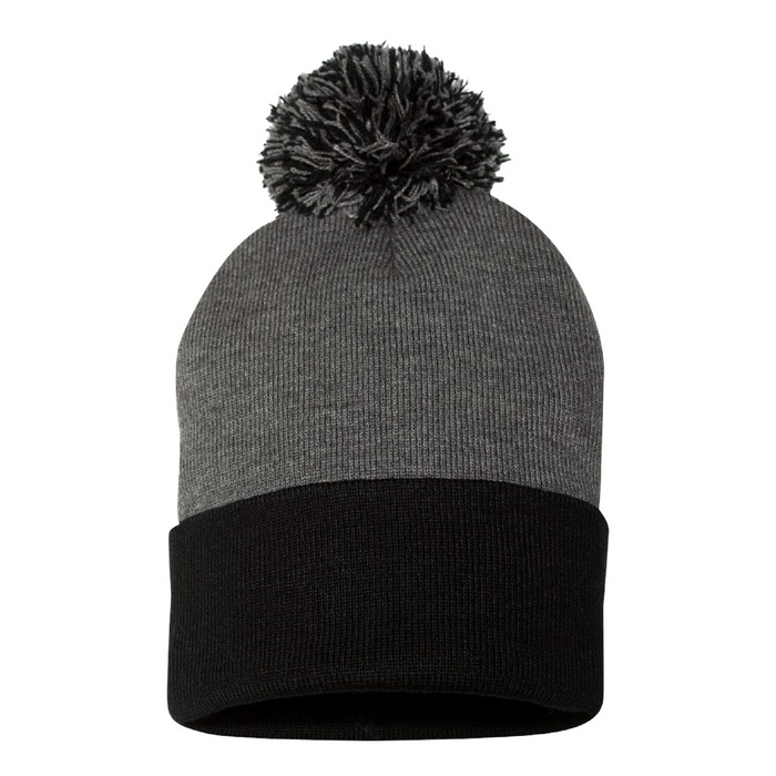 Front view of the 12" Pom-Pom Cuffed Beanie - 