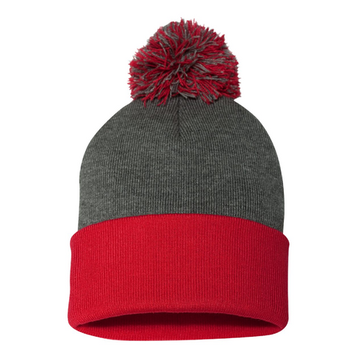 Front view of the 12" Pom-Pom Cuffed Beanie - 