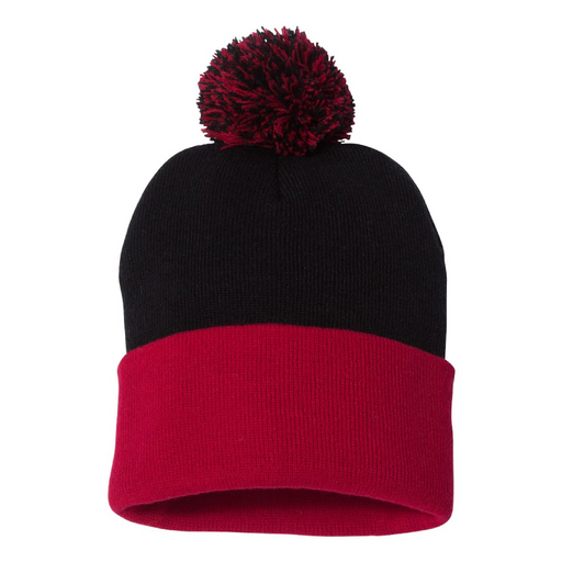 Front view of the 12" Pom-Pom Cuffed Beanie - 
