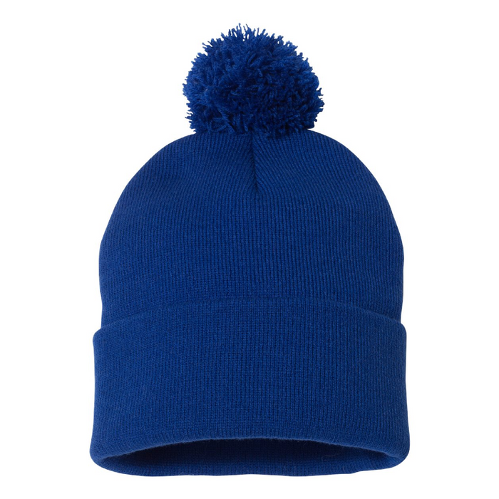 Rear view of the 12" Pom-Pom Cuffed Beanie - 