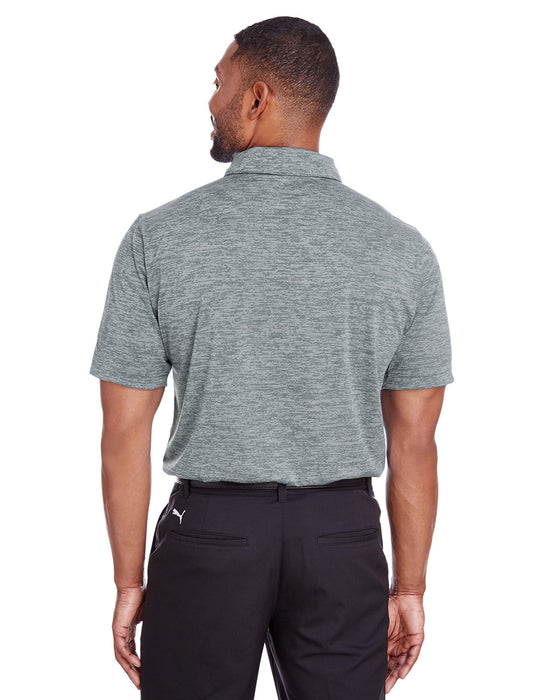 Rear view of the Puma Golf Men's Icon Heather Polo