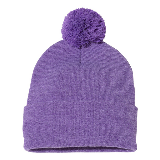 Rear view of the 12" Pom-Pom Cuffed Beanie - 