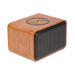 Front and Blank view of the Wood Bluetooth Speaker with Wireless Charging Pad