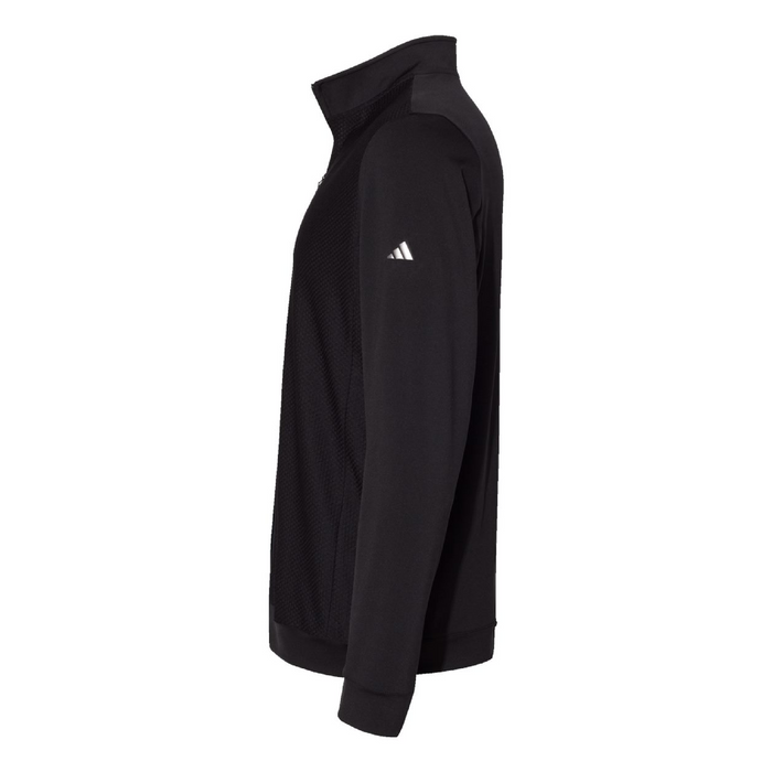 Left view of the Adidas Performance Textured Quarter-Zip Pullover - 