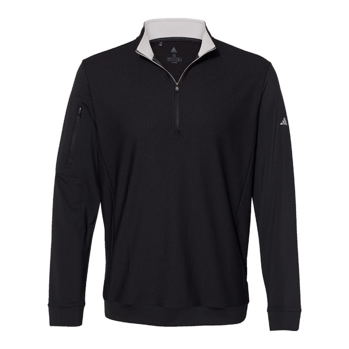 Front view of the Adidas Performance Textured Quarter-Zip Pullover - 