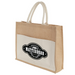 Left-Side view of the Jute Shopper Tote with Recycled Cotton Pocket